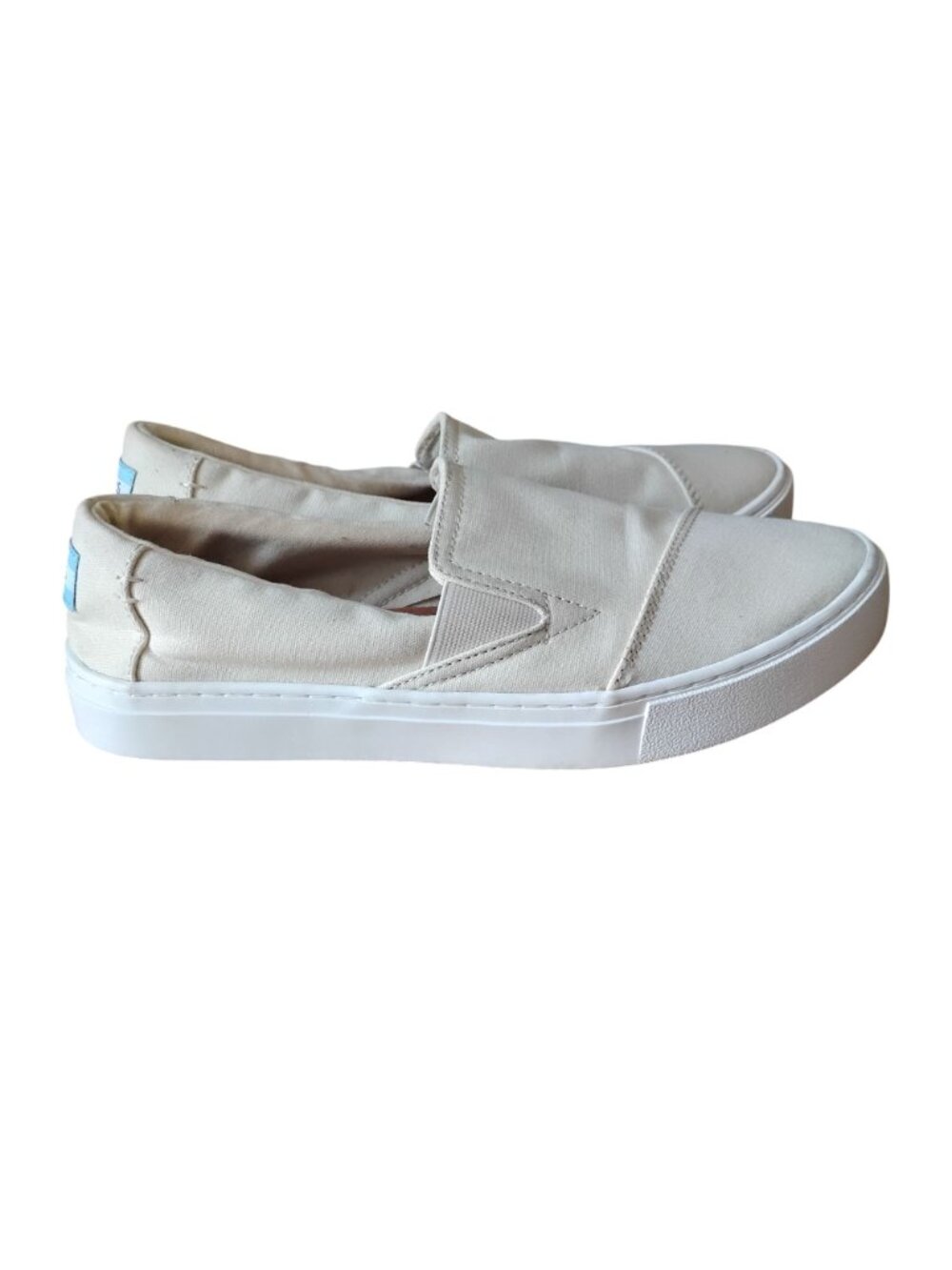 Toms Womens 8.5 Beige Canvas Slip-On Shoes